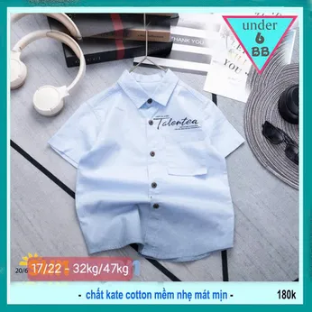 Áo sơ mi bé trai tay ngắn in chữ phối màu loang phong cách cá tính cực sang cho bé đi chơi , đi tiệc