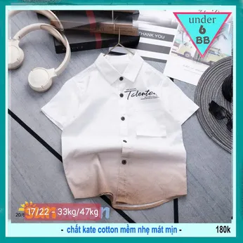 Áo sơ mi bé trai tay ngắn in chữ phối màu loang phong cách cá tính cực sang cho bé đi chơi , đi tiệc