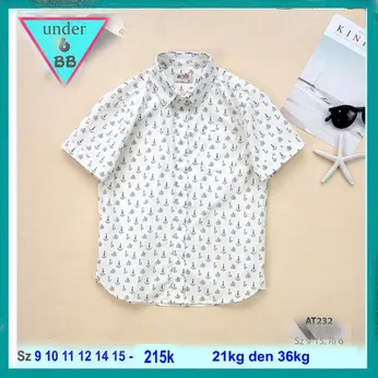 Áo sơ mi bé trai tay ngắn in full họa tiết mỏ neo phong cách cực sang xịn cho bé yêu diện đi tiệc , du lịch