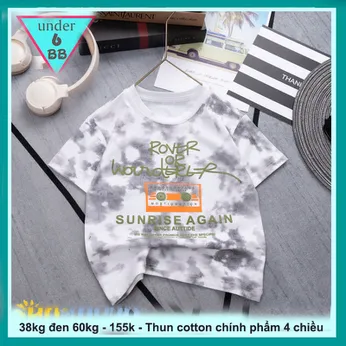Áo thun bé trai cá tính in chữ phối màu loang cho bé diện đi chơi , đi du lịch