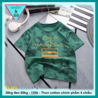 Áo thun bé trai cá tính in chữ phối màu loang cho bé diện đi chơi , đi du lịch