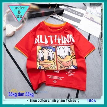 Áo thun bé trai cá tính in hình Chú Vịt vừa dễ thương cho bé diện đi chơi , đi học