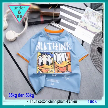 Áo thun bé trai cá tính in hình Chú Vịt vừa dễ thương cho bé diện đi chơi , đi học