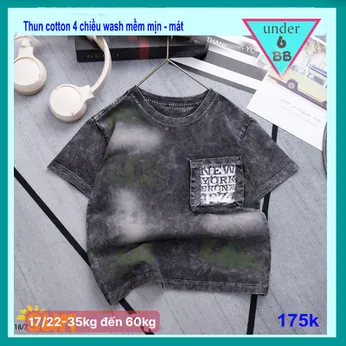 Áo thun bé trai cá tính ( vải wash ) in chữ mang phong cách cá tính siêu ngầu cho bé diện đi chơi , du lịch