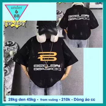 Áo thun bé trai cao cấp in chữ B phối màu loang mang phong cách cực ngầu cho bé diện đi chơi , du lịch