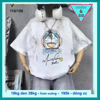 Áo thun bé trai cao cấp in Hình Doraemon phối màu loang phong cách cá tính cho bé diện đi chơi , du lịch