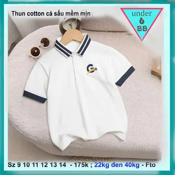 Áo thun có cổ cho bé trai (vải cá sấu ) thêu chữ G phong cách đơn giản cho bé đi chơi , đi tiệc