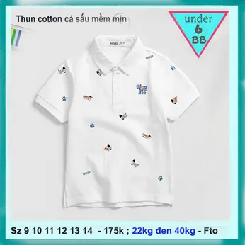 Áo thun có cổ cho bé trai ( vải cá sấu ) in Chú Chó Trượt Ván phong cách cá tính cho bé diện đi chơi , đi tiệc