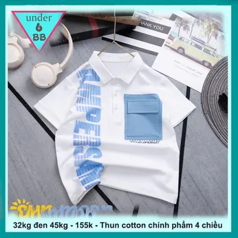 Áo thun có cổ cho bé trai in chữ phong cách thời trang cá tính cho bé diện đi chơi , đi tiệc