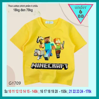 Áo thun minecraft cho bé mang phong cách thời trang hottrend cá tính cho bé diện đi chơi , du lịch