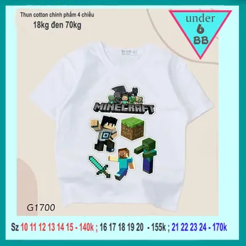 Áo thun minecraft cho bé mang phong cách thời trang hottrend cá tính cho bé diện đi chơi , du lịch