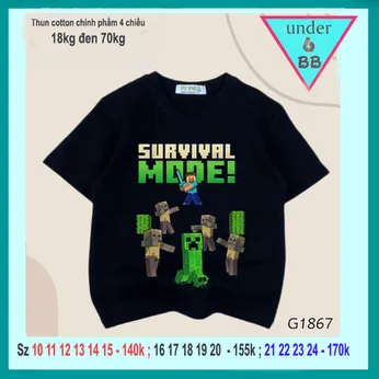 Áo thun minecraft cho bé mang style hottrend cá tính cho bé diện đi chơi , du lịch