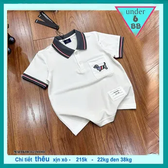 Áo polo bé trai cao cấp thêu hình Chú Chó Lạp Xưởng mang phong cách thời trang cá tính cực sang cho bé yêu diện đi chơi , đi tiệc