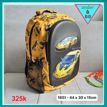 Balo đi học in 3D nổi hình Xe Hơi cho bé đi học cấp 1 