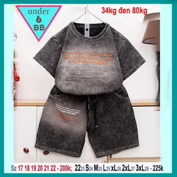 Đồ bộ bé trai cotton tay ngắn vải was in họa tiết chữ nổi phong cách cá tính cho bé lớn đi chơi ,đi học 