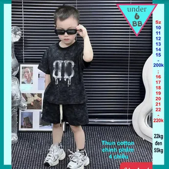 Đồ bộ bé trai hiphop in chữ B mang phong cách thời trang cá tính cho bé diện đi chơi , đi học