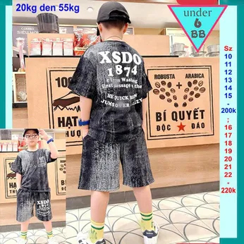 Đồ bộ bé trai hiphop in chữ phong cách cá tính cho bé diện đi chơi , du lịch