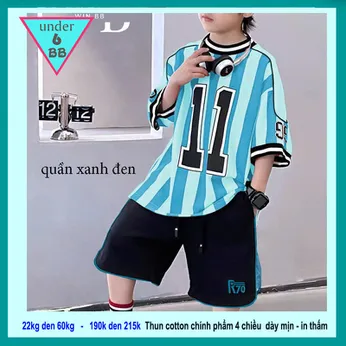 Đồ bộ bé trai hiphop in số 11 phối sọc phong cách đá banh cho bé đi chơi , đi học 