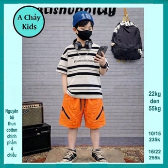 Đồ bộ bé trai hiphop in sọc phong cách cá tính cho bé đi chơi , đi học