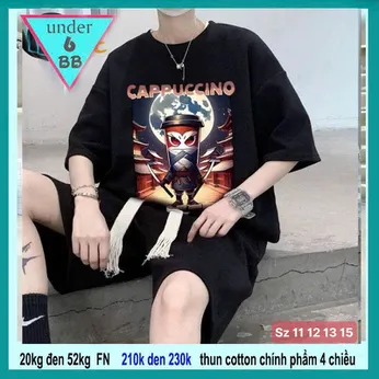 Set đồ bộ bé trai hoạt hình in hình Capuchino Assassino siêu hottrend cá tính cho bé đi chơi , đi học
