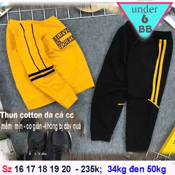 Đồ bộ bé trai tay dài cotton thêu họa tiết chữ phong cách cá tính cho bé đi chơi , đi học