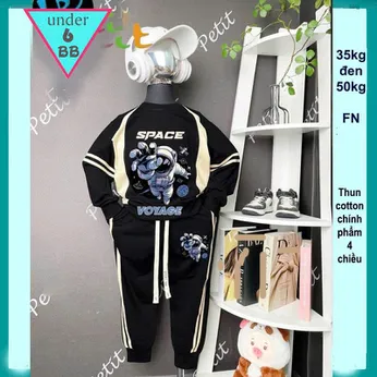 Đồ bộ bé trai tay dài hoạt hình in họa tiết hình Phi Hành Gia phong cách cá tính cho bé yêu đi đi chơi 