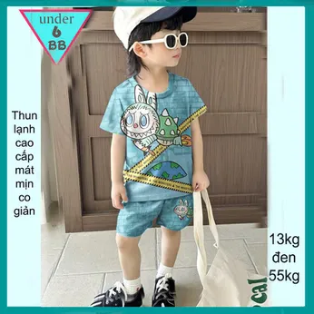 Đồ bộ bé trai thun lạnh hoạt hình in 3D hình Lababu siêu dễ thương cho bé đi chơi , đi học