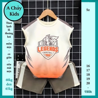 Đồ bộ bé trai thun lạnh sát nách thể thao in chữ LEGENDS phối loang cá tính 