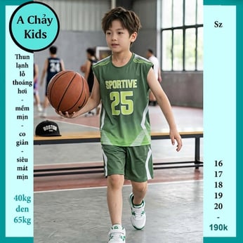 Đồ bộ bé trai thun lạnh sát nách thể thao in SỐ 25 phong cách bóng rổ cá tính
