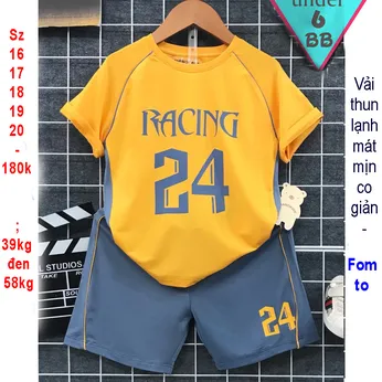 Đồ bộ bé trai thun lạnh thể thao in họa tiết chữ Racing 24 cho bé đi chơi ,đi học