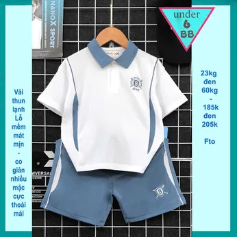 Đồ bộ bé trai thun lạnh thể thao in họa tiết đơn giản phong cách cổ trụ cực sang cho bé đi chơi , du lịch