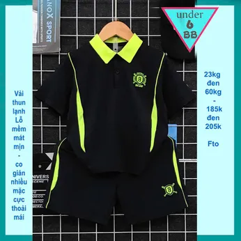 Đồ bộ bé trai thun lạnh thể thao in họa tiết đơn giản phong cách cổ trụ cực sang cho bé đi chơi , du lịch