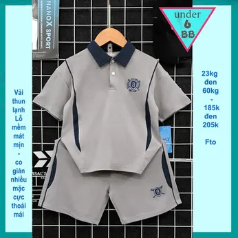 Đồ bộ bé trai thun lạnh thể thao in họa tiết đơn giản phong cách cổ trụ cực sang cho bé đi chơi , du lịch