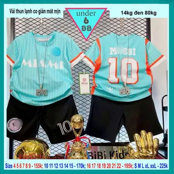 Đồ bộ bé trai thun lạnh thể thao in số 10 style thể thao bóng đá cho bé đi chơi , đi học