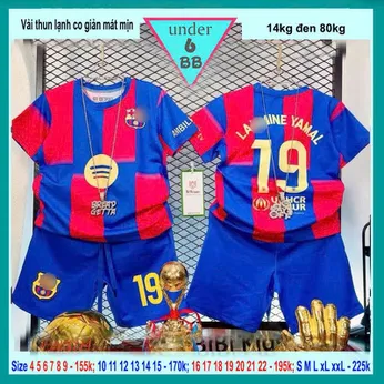 Đồ bộ bé trai thun lạnh thể thao in số 19 style thể thao bóng đá cho bé đi chơi , đi học