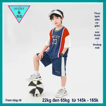 Đồ bộ bé trai thun lạnh thể thao in số 23 mang phong cách bóng rổ cho bé đi chơi , đi học