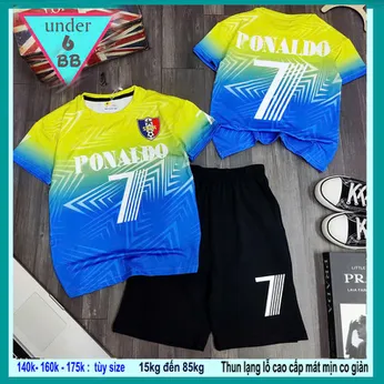 Đồ bộ bé trai thun lạnh thể thao in số 7 phối màu loang style đá banh cho bé