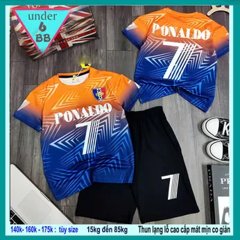 Đồ bộ bé trai thun lạnh thể thao in số 7 phối màu loang style đá banh cho bé