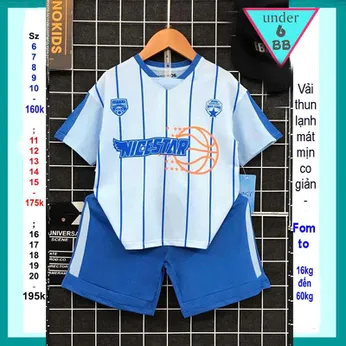 Đồ bộ bé trai thun lạnh thể thao in họa tiết phối sọc phong cách bóng chày cho bé đi chơi ,đi học