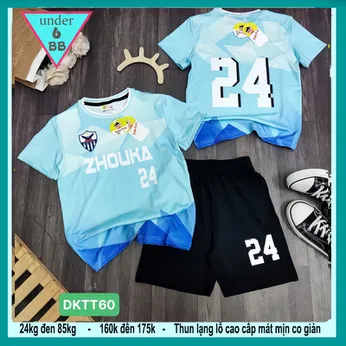 Đồ bộ bé trai thun lạnh thể thao in số 24 phong cách bóng đá cho bé đi chơi ,đi học