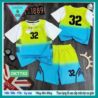 Đồ bộ bé trai thun lạnh thể thao in số 32 phong cách bóng rổ cho bé diện đi chơi , đi học