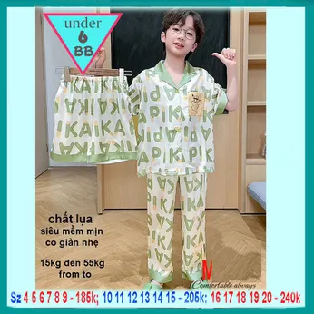 Đồ bộ pijama cho bé trai in hình Pikachu phối chữ dễ thương cho bé trai