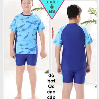 Đồ bơi bé trai tay ngắn in 3D hình Khủng Long đơn giản cho bé lớn đi tắm biển , đi bơi ( Đồ bơi rời )
