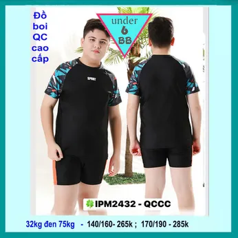 Đồ bơi bé trai tay ngắn in 3D chữ đơn giản cho bé lớn đi tắm biển , đi bơi ( Đồ bơi rời )