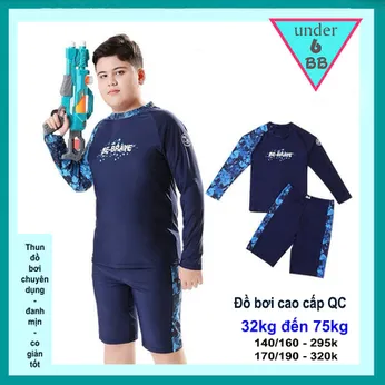 Đồ bơi bé trai tay dài in chữ đơn giản cho bé lớn đi bơi , đi biển