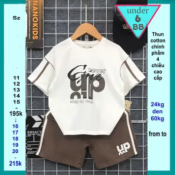 Quần áo bé trai cotton in chữ UP phong cách gu tây đơn giản cho bé diện đi chơi , du lịch
