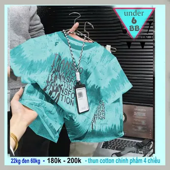 Quần áo bé trai in chữ phối màu loang phong cách cá tính cho bé diện đi chơi ,đi học