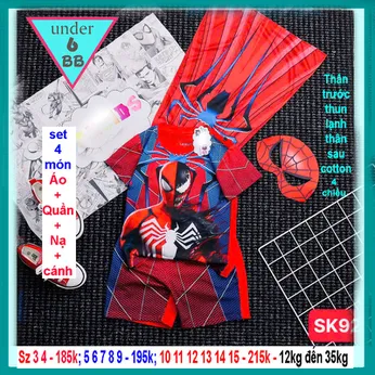 Quần áo bé trai siêu nhân in 3D siêu nhân người nhện -Spiderman cho bé đi chơi , đi học