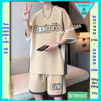 Quần áo bé trai size lớn in chữ phong cách thời trang tuổi teen sang xịn cho bé đi du lịch , đi chơi