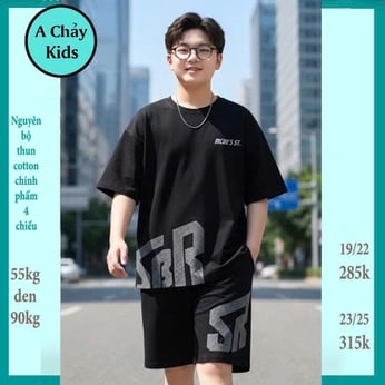 Quần áo bé trai size lớn in chữ SBR phong cách hàn quốc cá tính cho bé diện đi chơi 